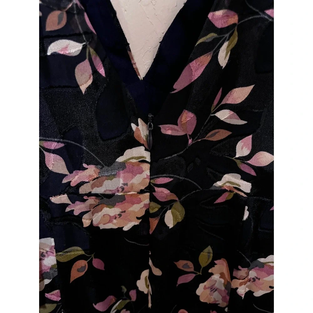 Lulus Navy Floral Print‎ Ruffle Strap Maxi Dress Size S - Picture 3 of 5